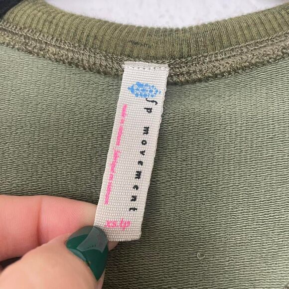 Free People FP Movement Markle Mesh 1/2 Zip Hoodie Olive Green XS - Picture 6 of 8